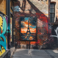 Eiffel Tower Abstract Art Poster: Vibrant Paris Scene