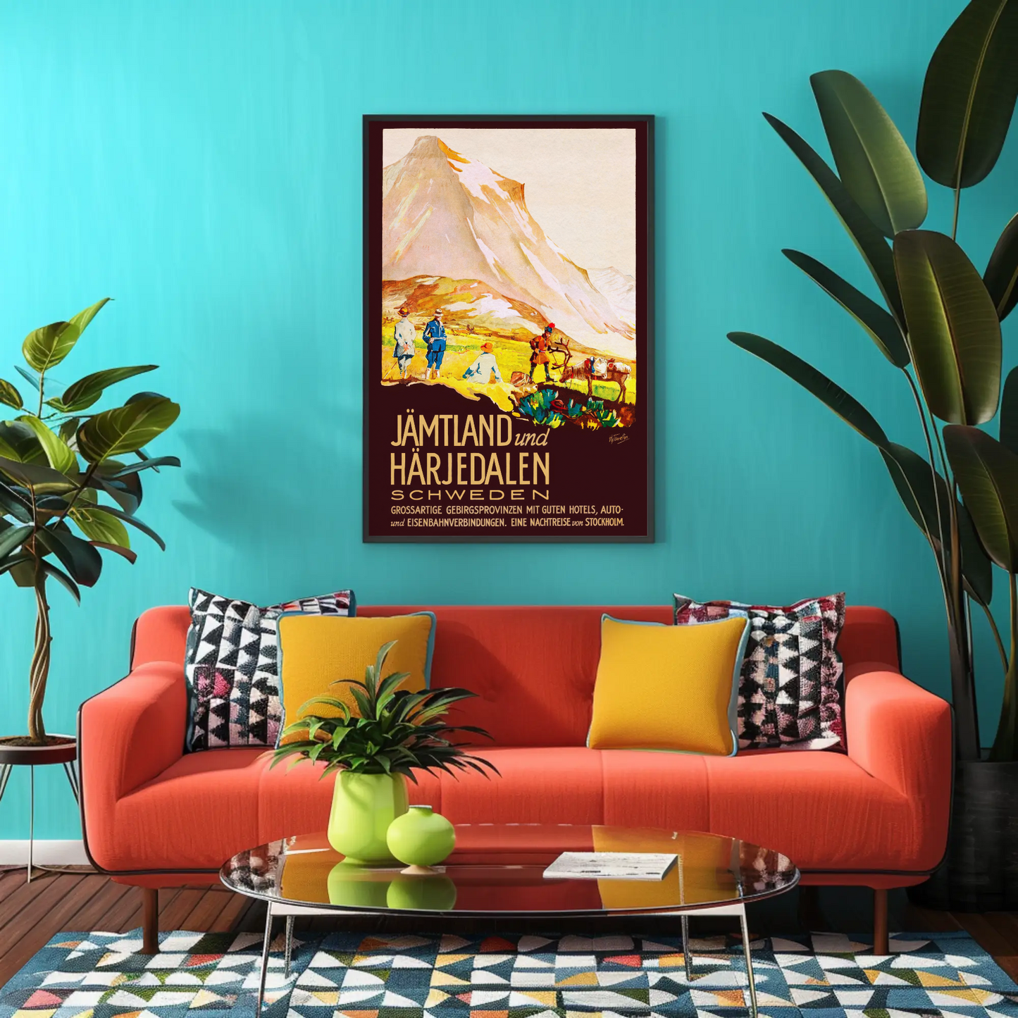 Jämtland Härjedalen Swedish Mountain Landscape Vintage Travel Poster