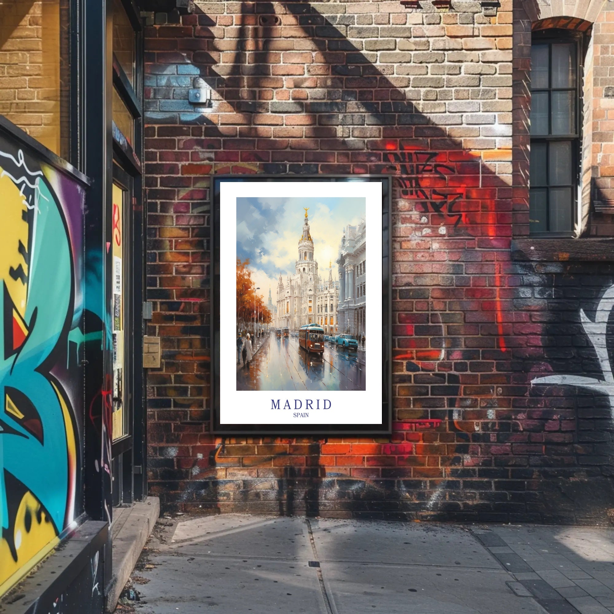 Madrid Cityscape: Impressionistic Urban Art Poster PosterGoat
