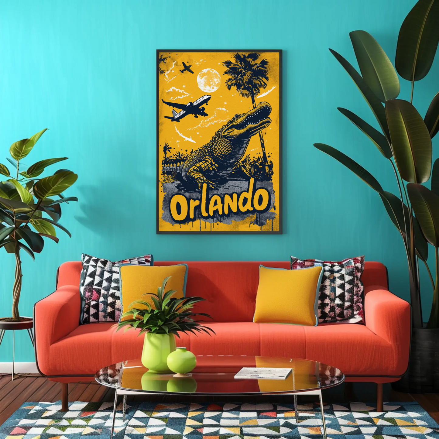 Orlando Vintage Poster - Gator and Airplanes