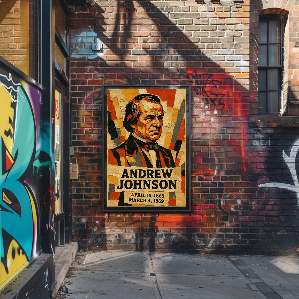 Andrew Johnson 17th President of the United States Layered paper Collage Poster
