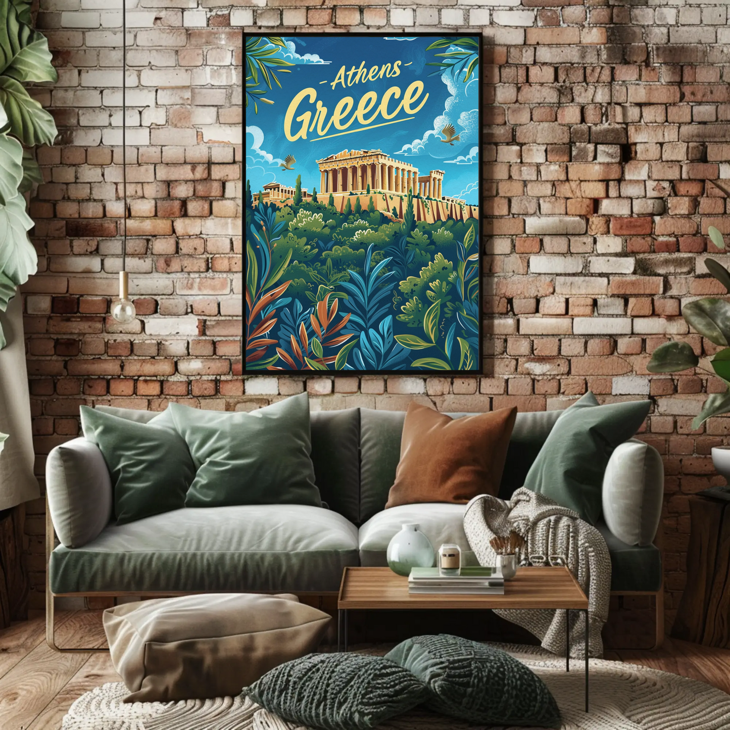 Athens Greece Ancient Acropolis View Travel Poster
