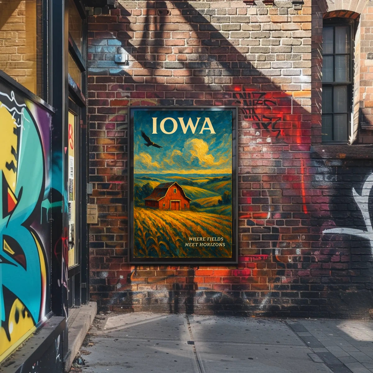 Iowa Where Fields Meet Horizons Poster