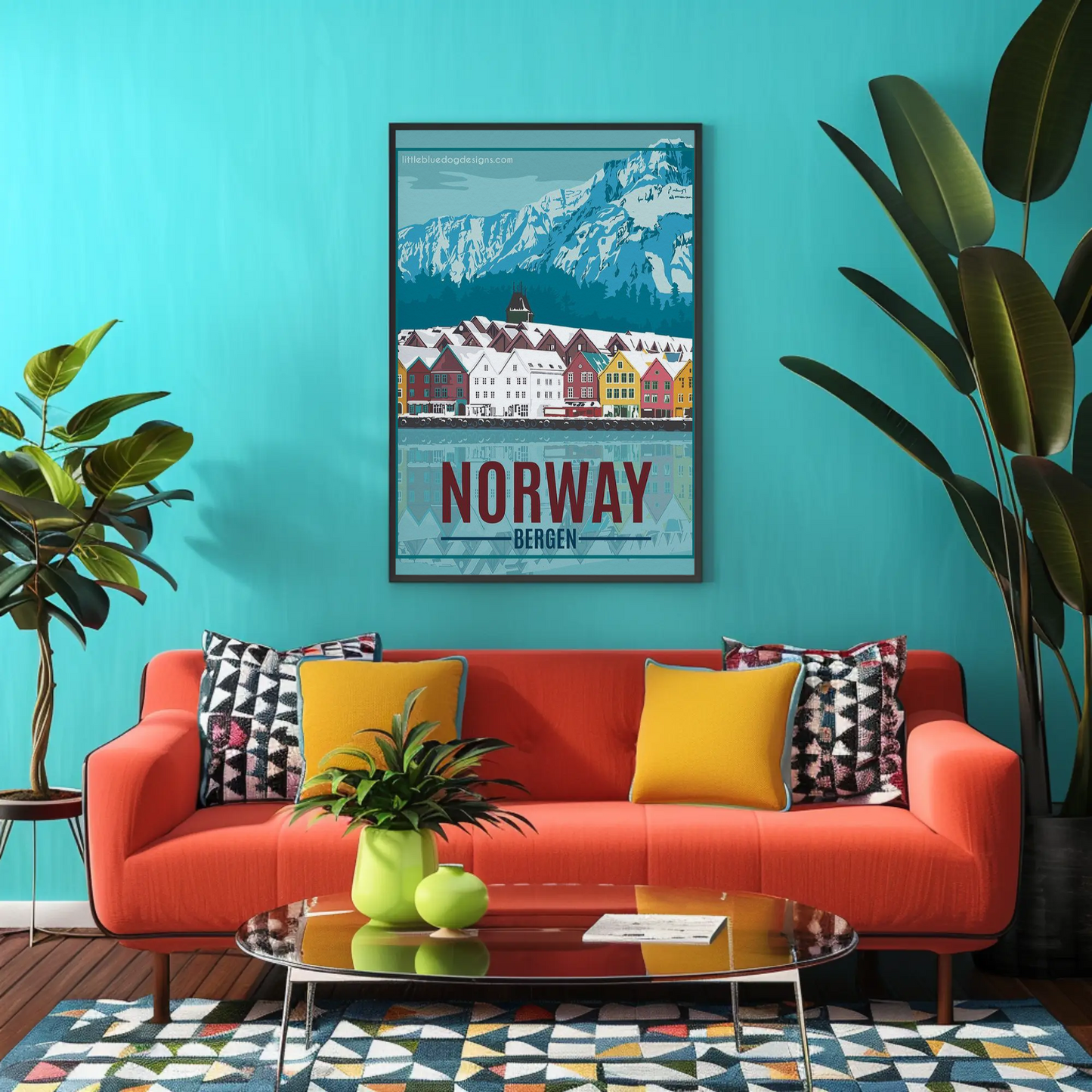 Norway Vintage Poster Bergen Winter