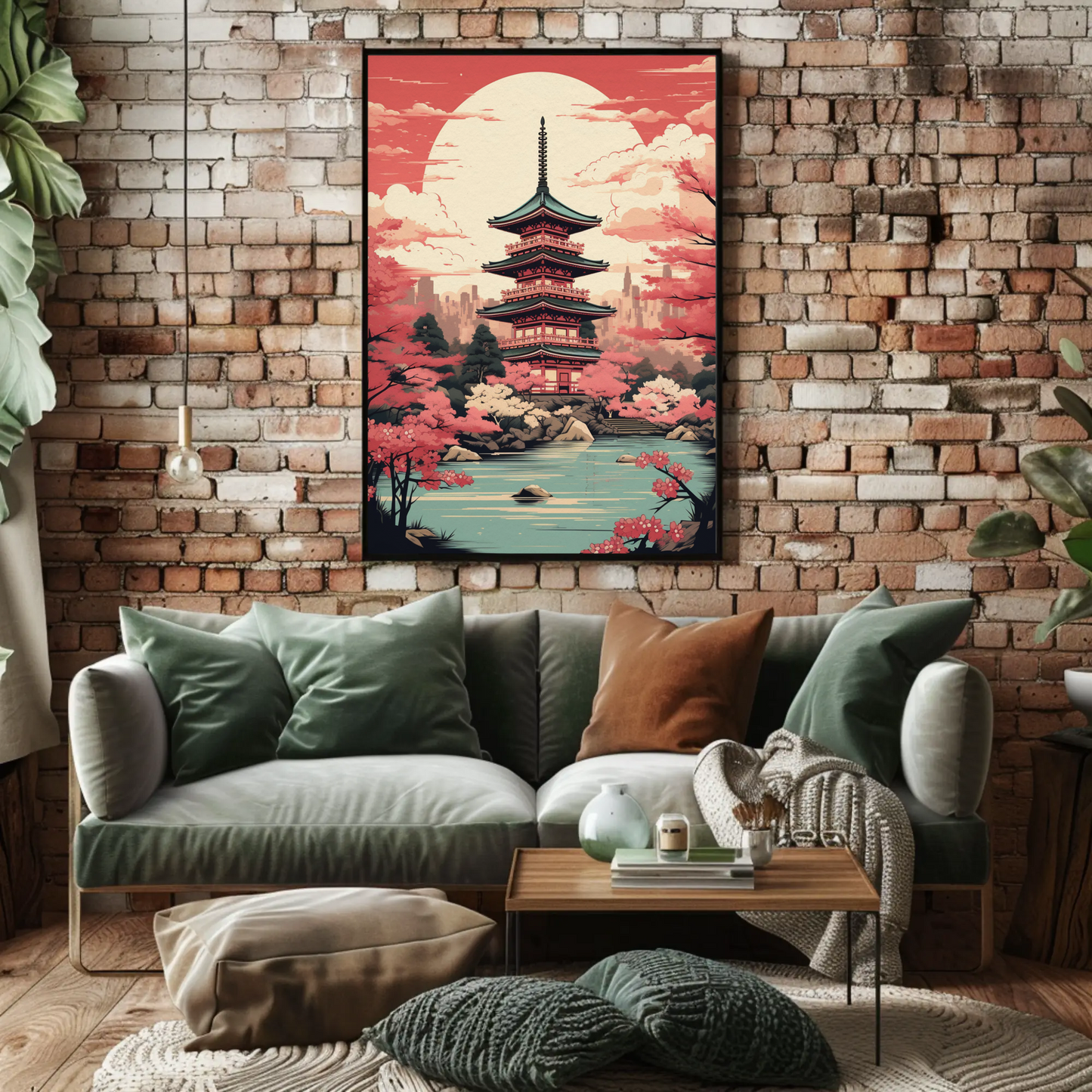 Cherry Blossom Temple Japan Spring Harmony Travel Poster