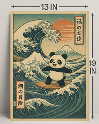 Pandas Surfing Adventure Poster PosterGoat