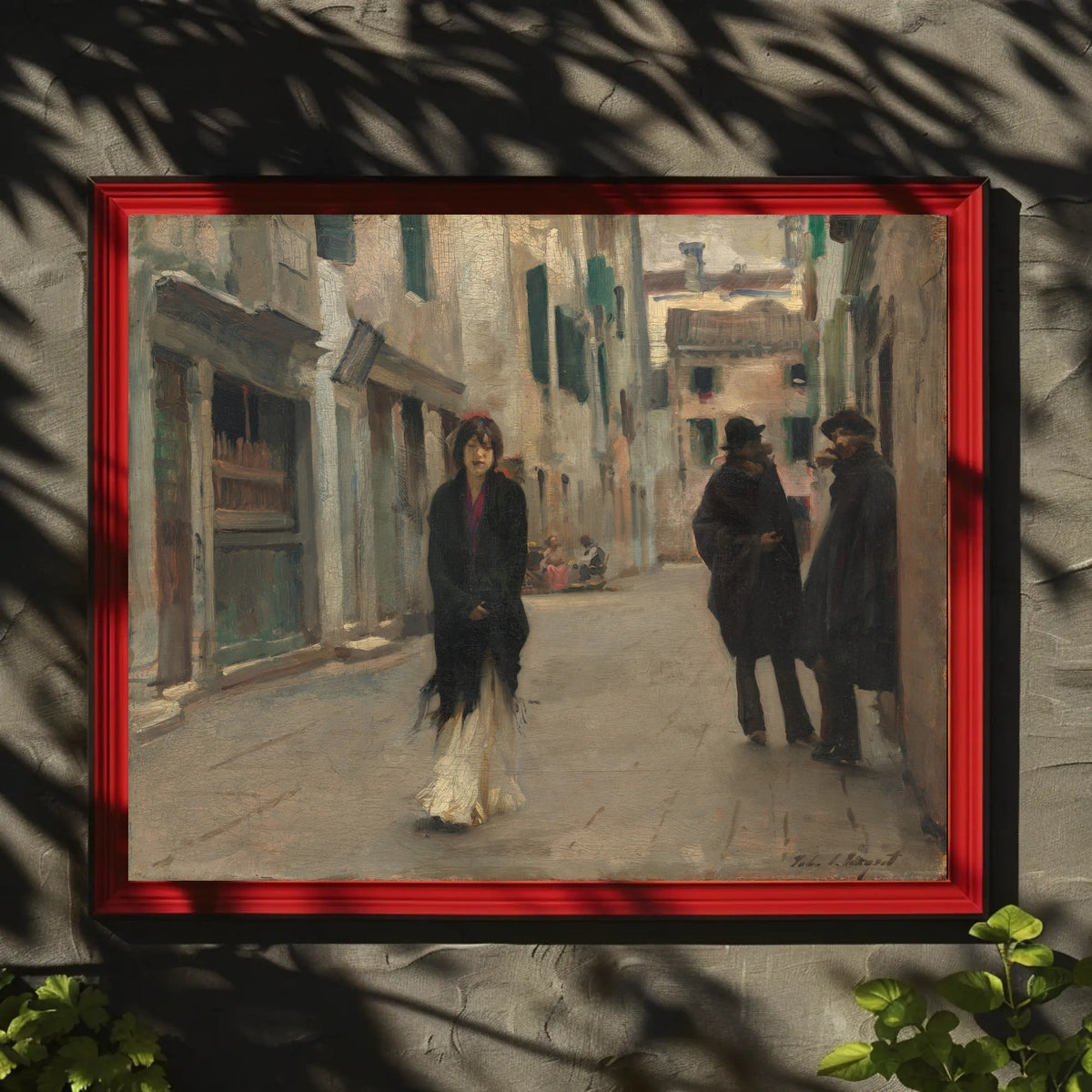 European Street Scene in Impressionistic Artistic Poster