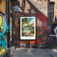 Honduran Coastal Village Serene Watercolor Art Travel Poster PosterGoat