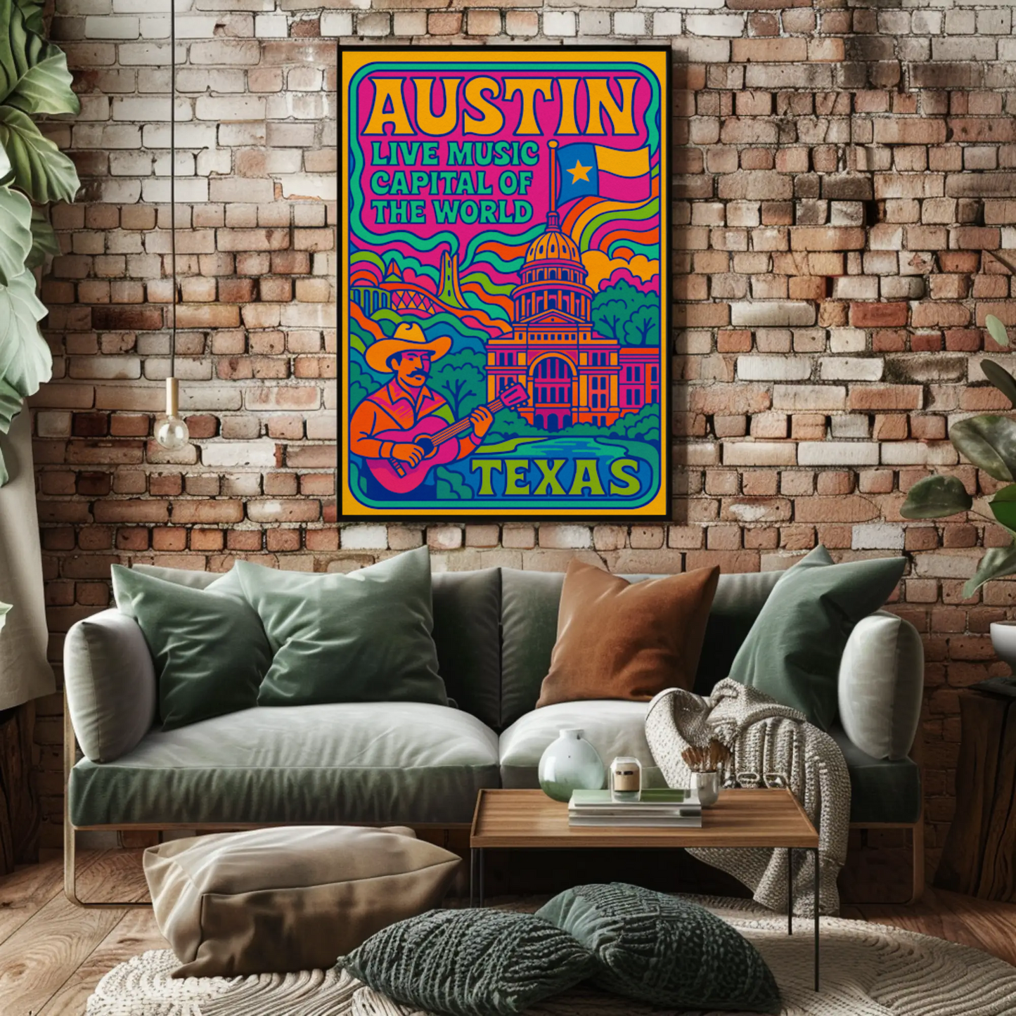 Psychedelic Sounds of Austin, Texas Travel Poster