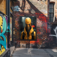 Cybernetic Sentinel In The Rain Poster PosterGoat