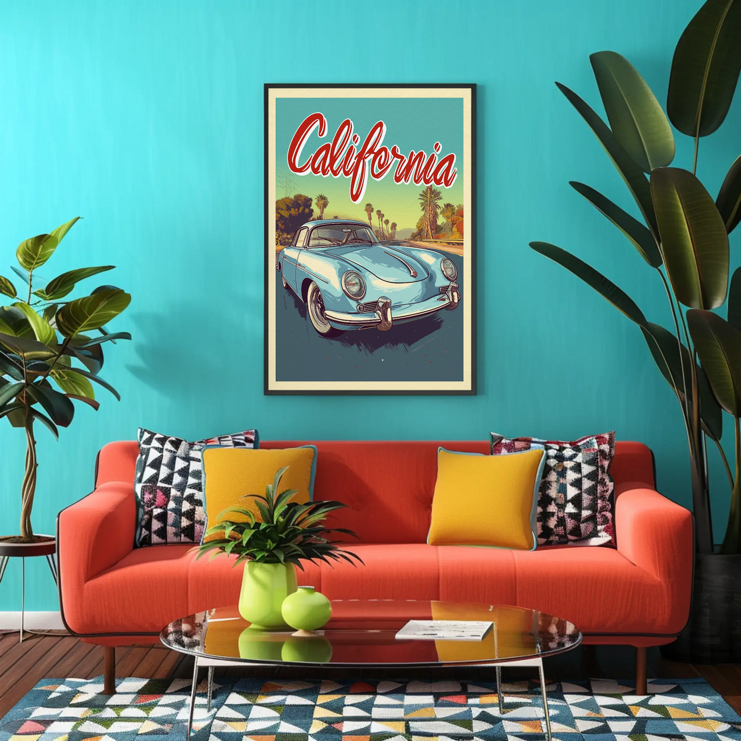 California Classic Car Vintage Poster