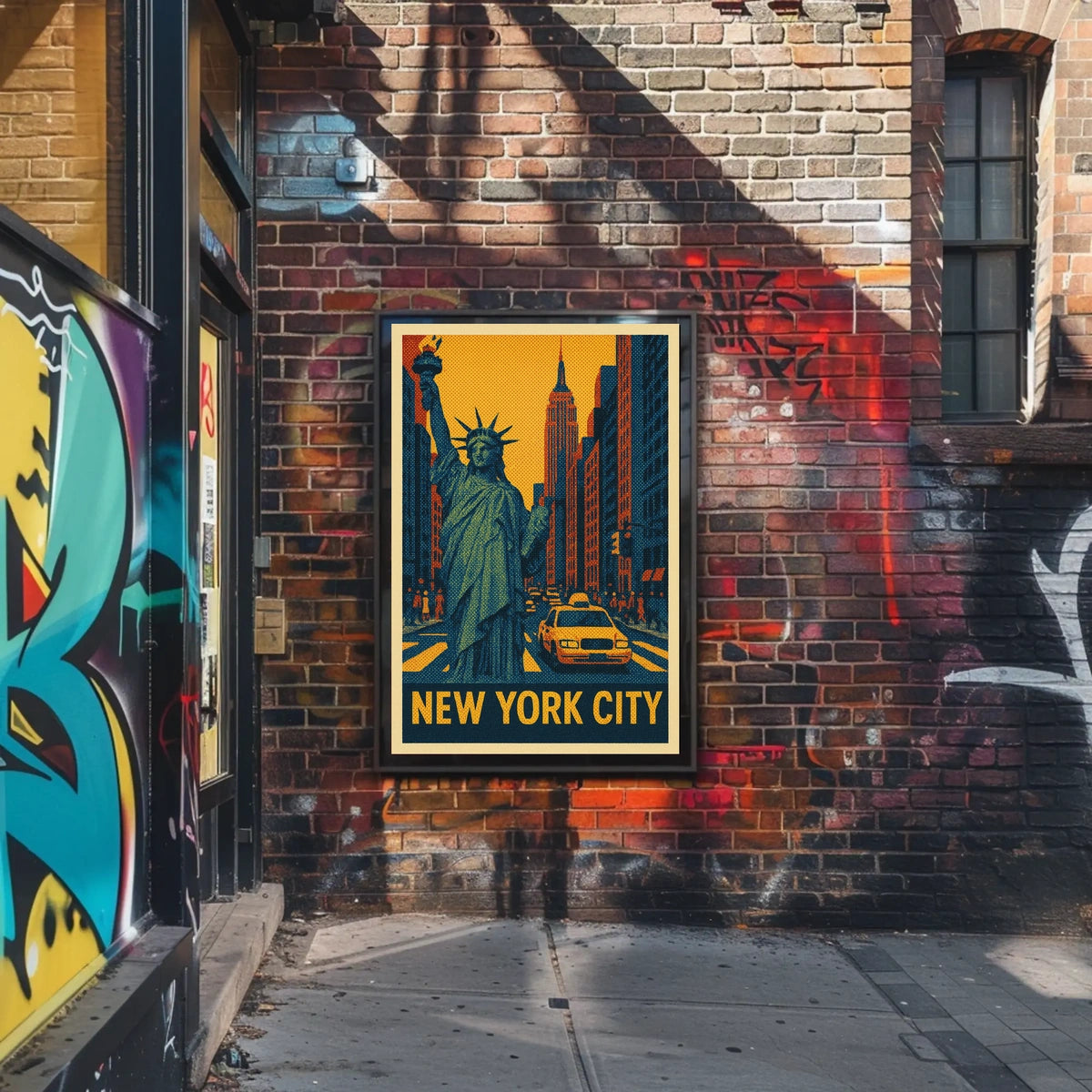 New York City Neon City Comic Art Poster Retro Wall Art
