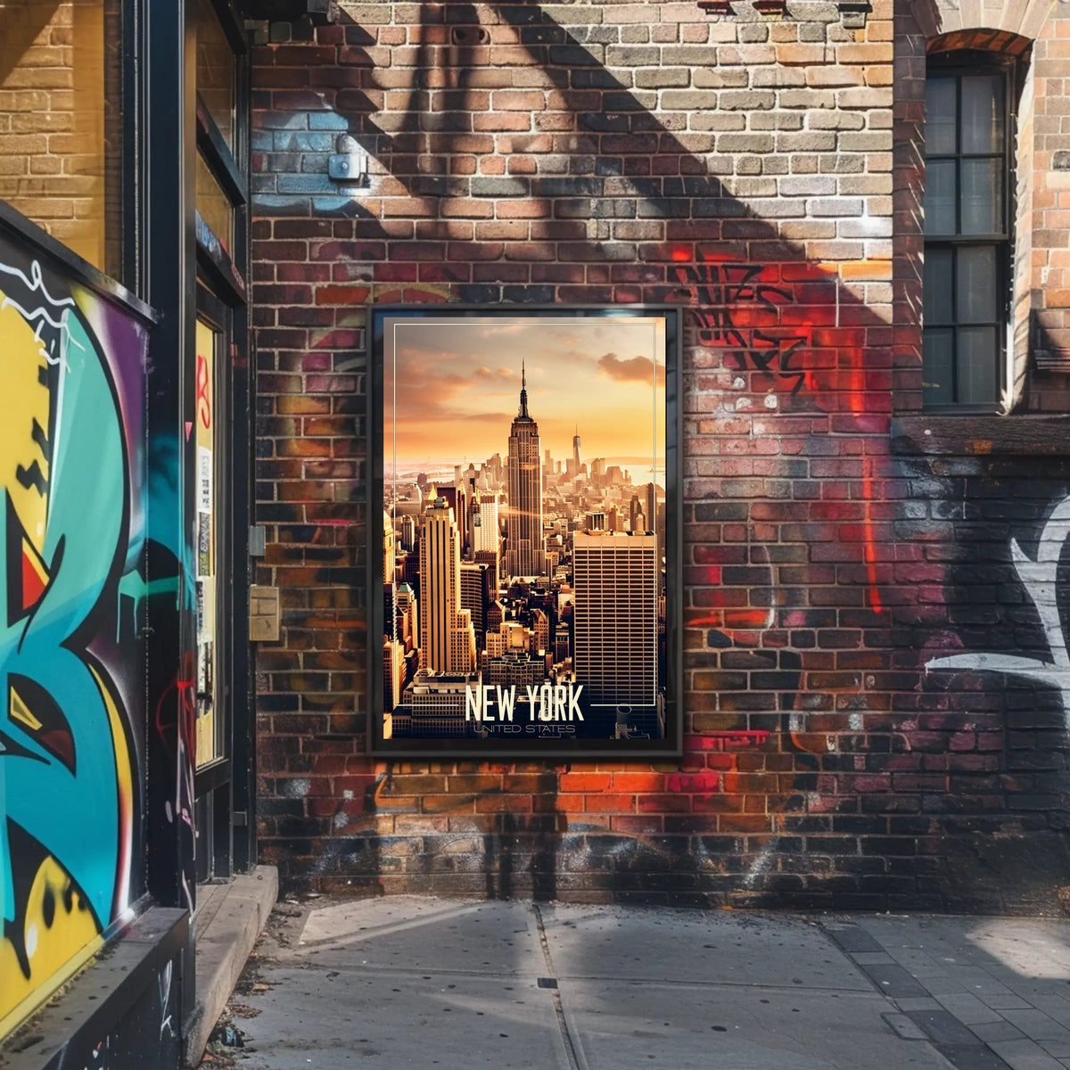 New York City Skyscrapers Sunset Poster Modern Wall Art