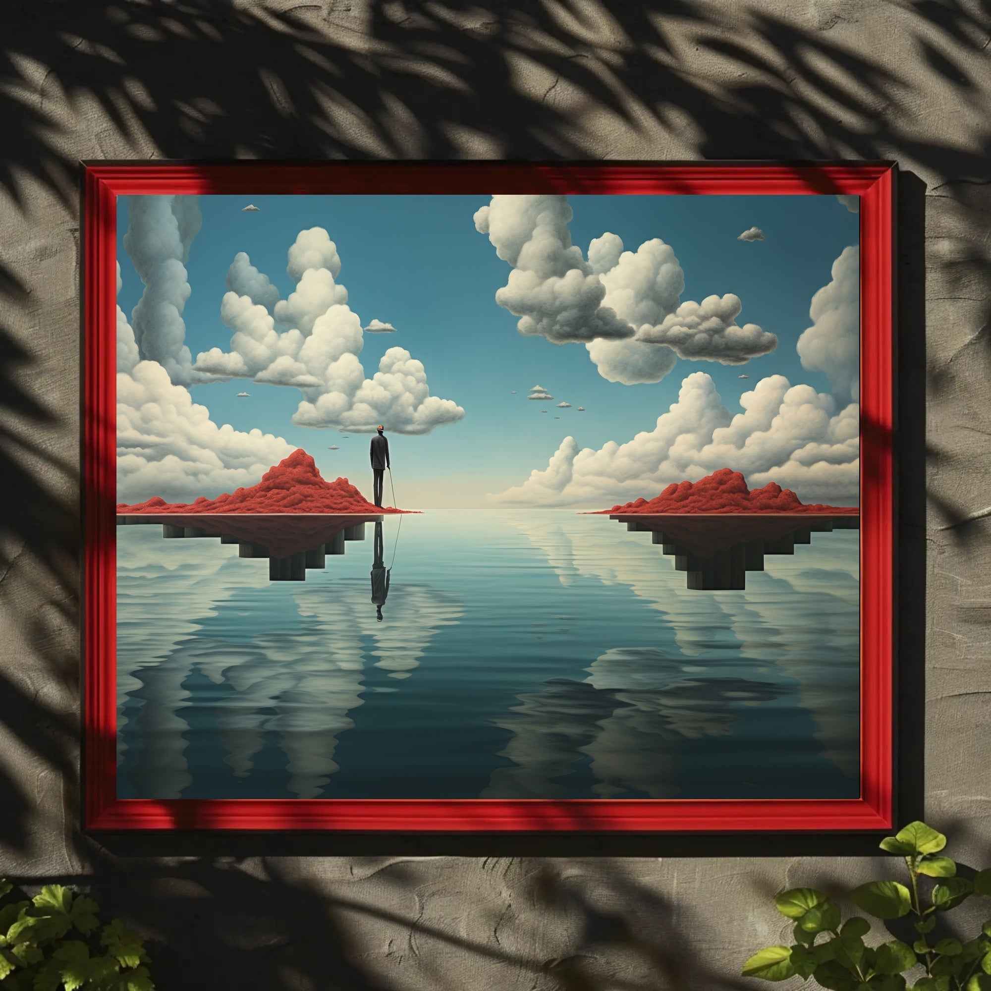 Surreal Reflection: Artistic Poster with Contemplative Figure