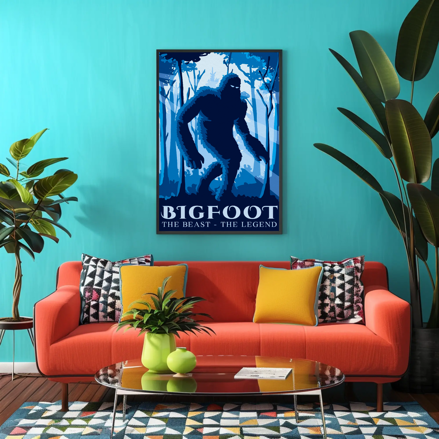 Bigfoot Silhouette Forest Legend Cryptid Poster Print