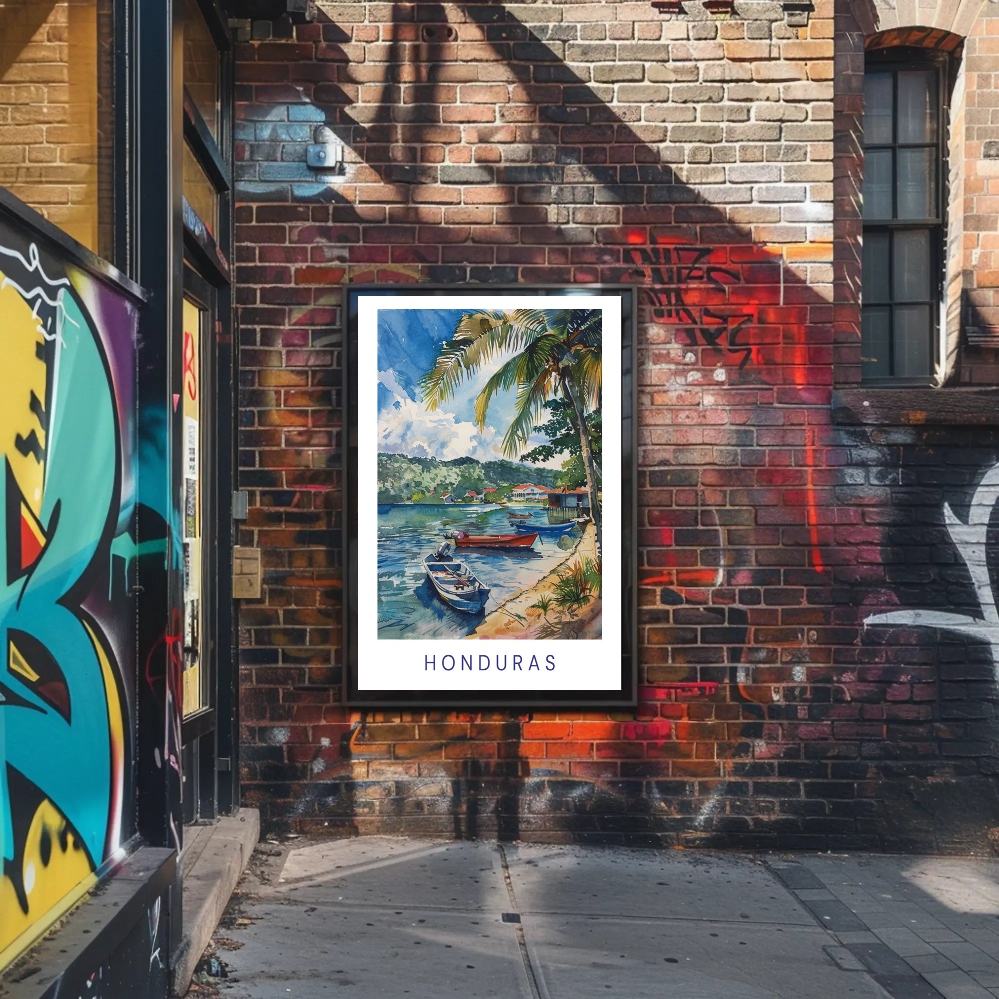 Honduras Coastal Serenity Watercolor Travel Poster PosterGoat