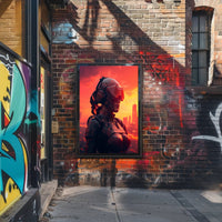 Cybernetic Sentinel At Sunset Poster PosterGoat