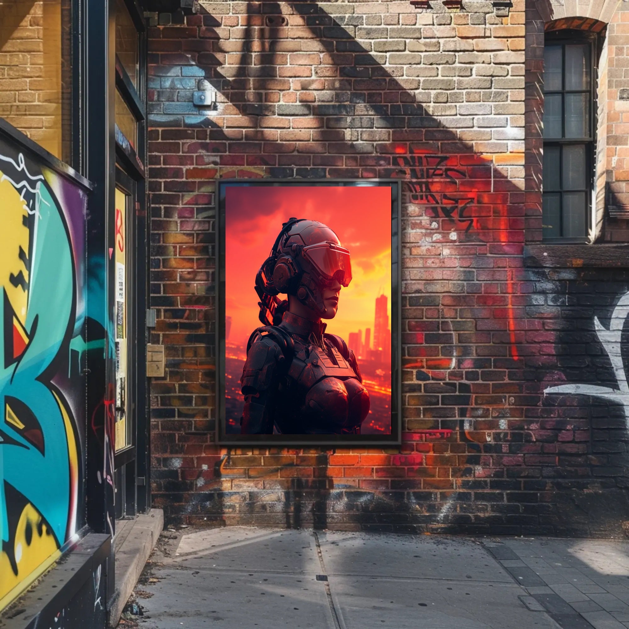 Cybernetic Sentinel At Sunset Poster PosterGoat