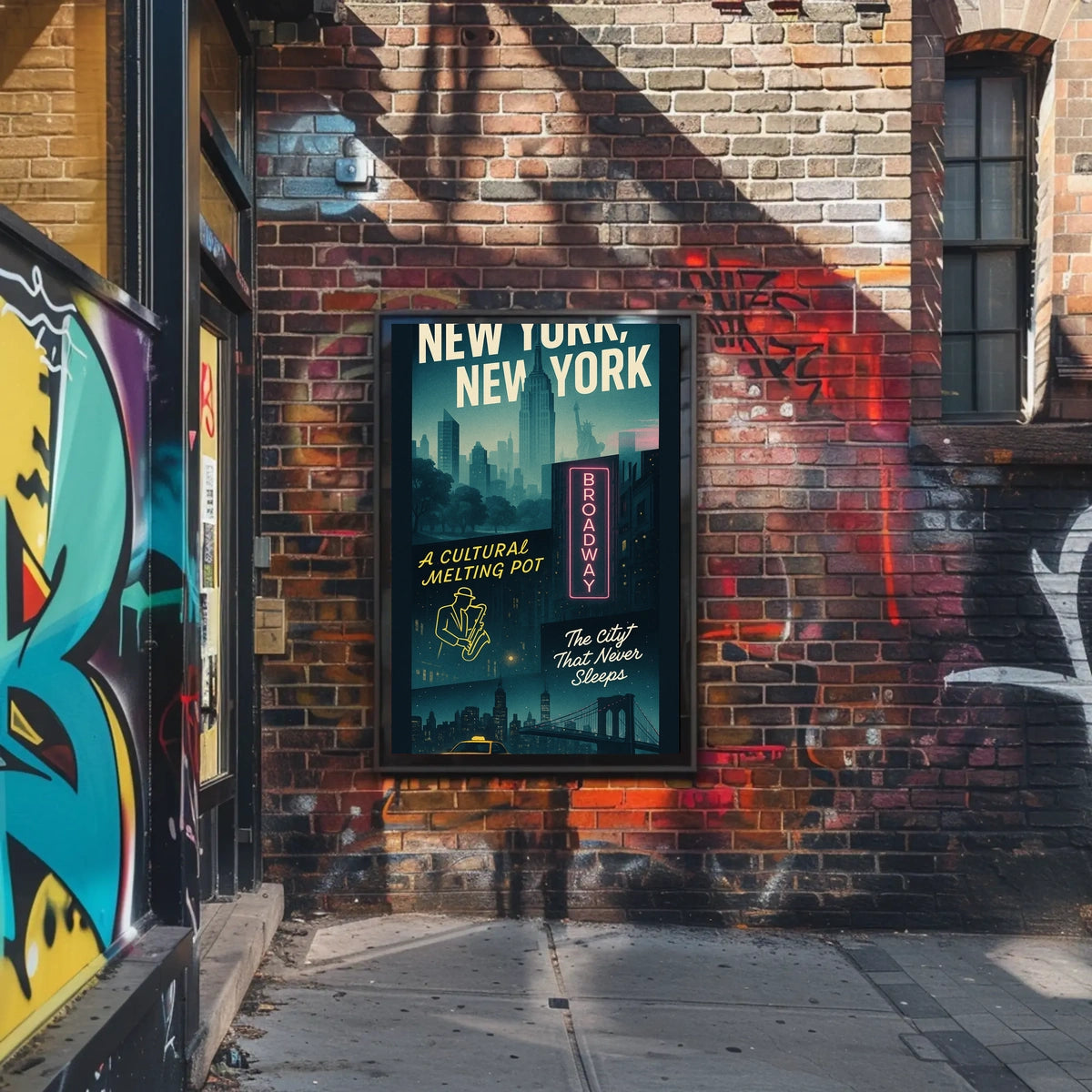 New York City Cultural Melting Pot Poster Modern Wall Art