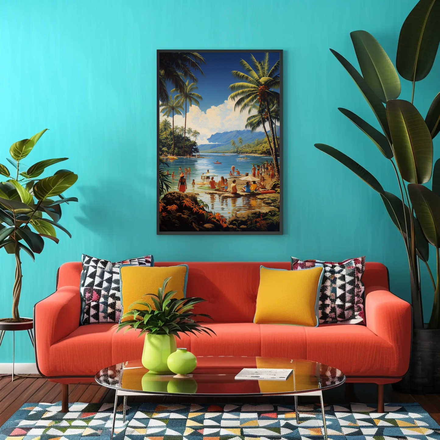Tropical Lagoon Beach Paradise Vintage Travel Poster