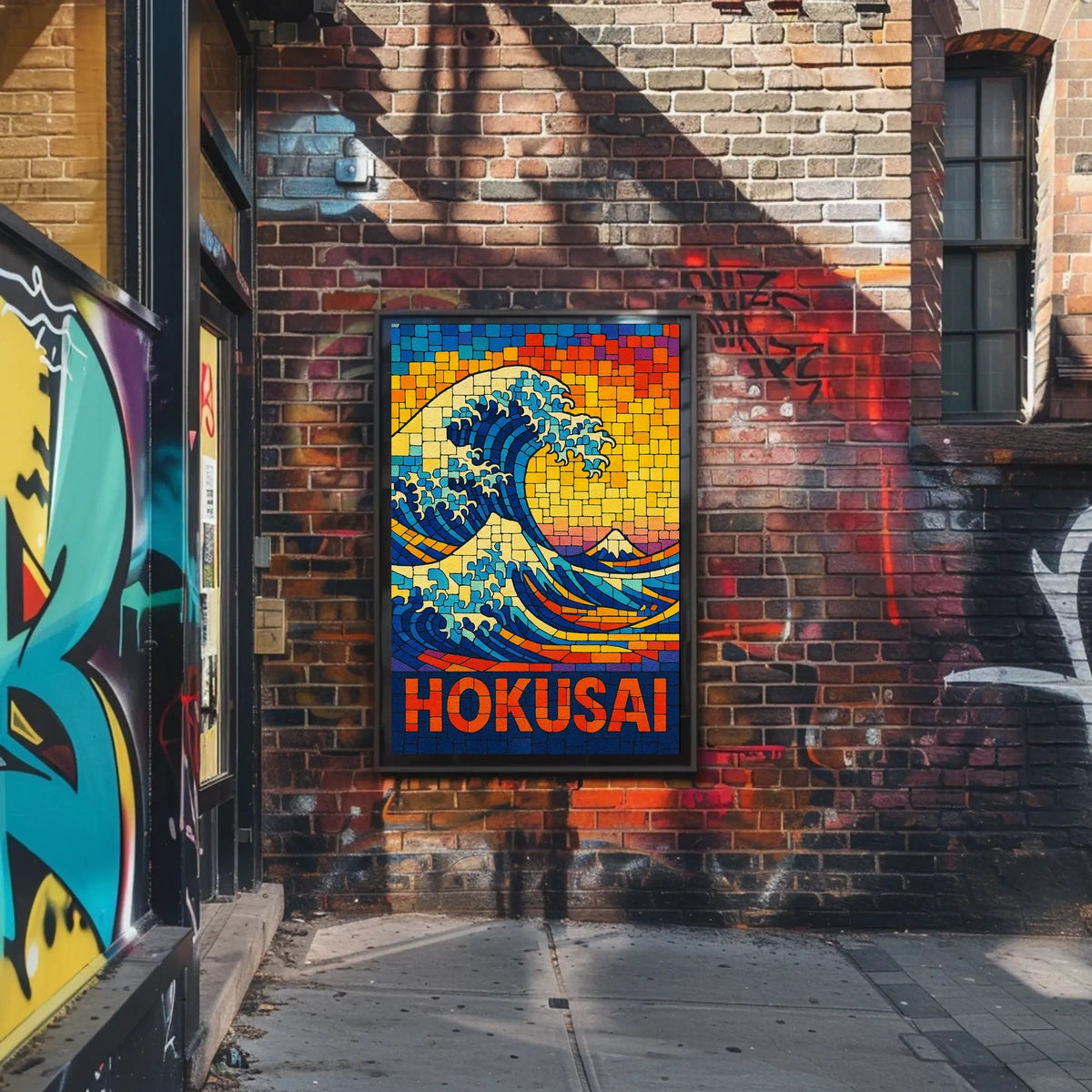 Hokusai Wave Mosaic Poster