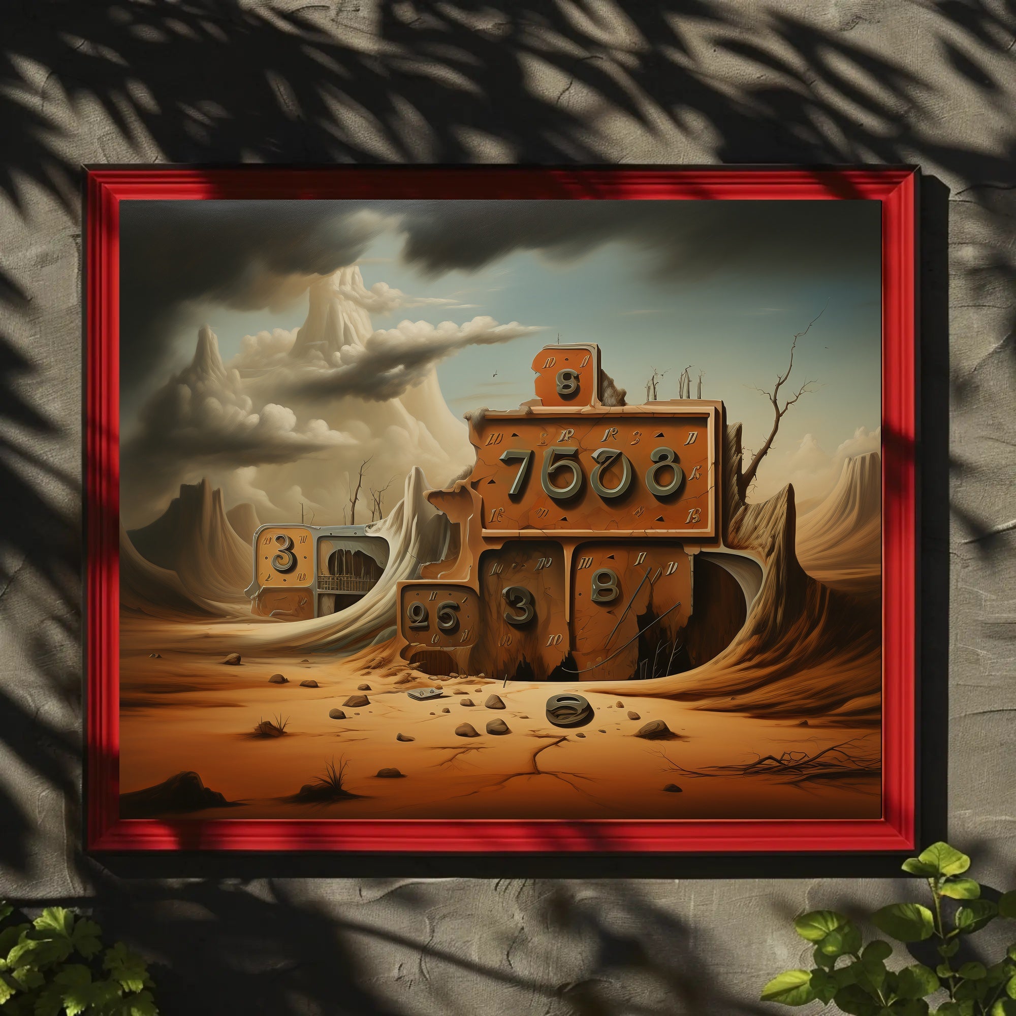 Surreal Desert Clockscape Art Print Futuristic Sci-Fi Poster