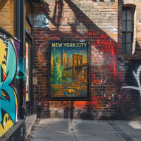 New York City Mosaic Poster Vibrant Urban Art Lovers
