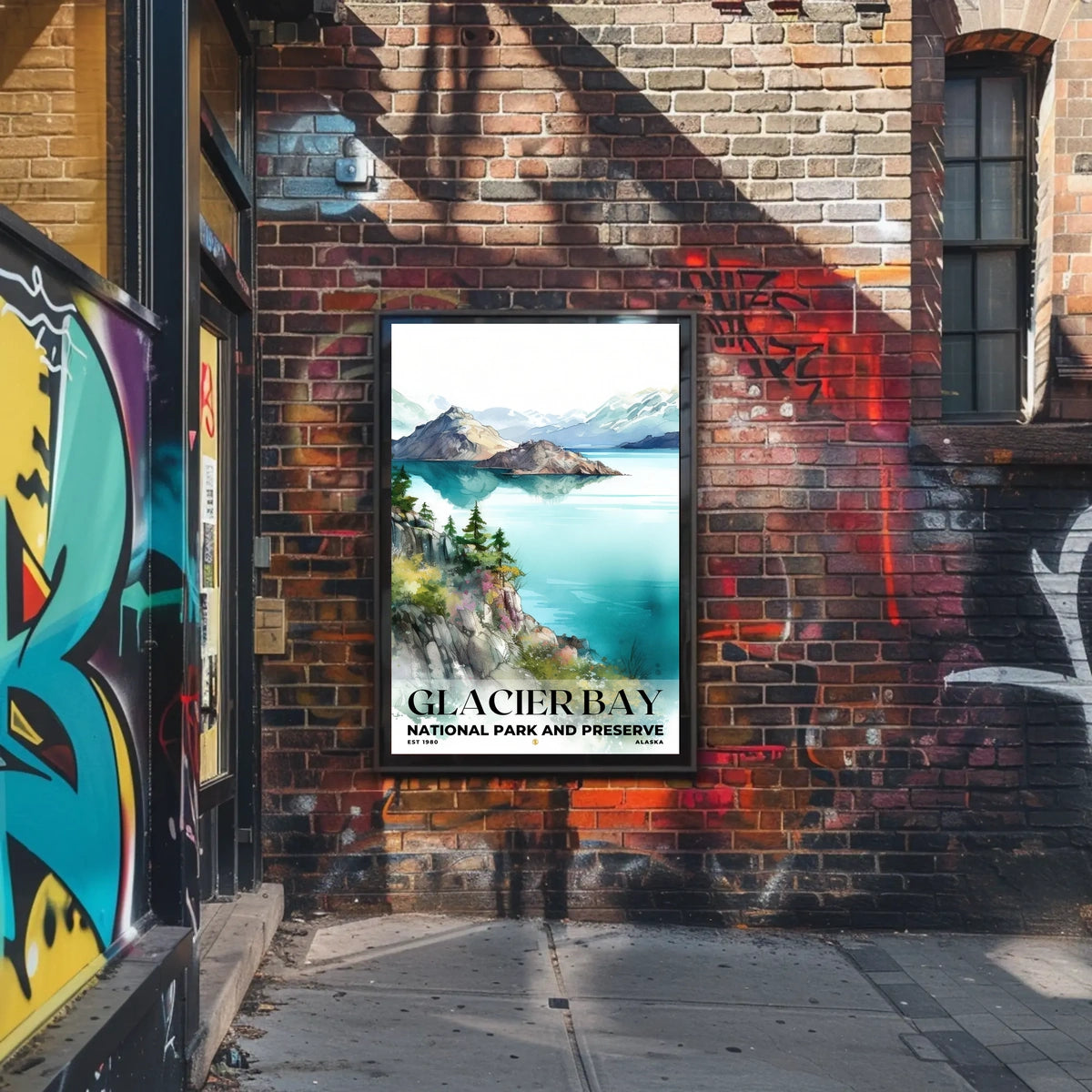 Glacier Bay Watercolor Wall Art Poster