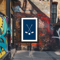 Elegant Golf Club Duo: Minimalist Sports Poster