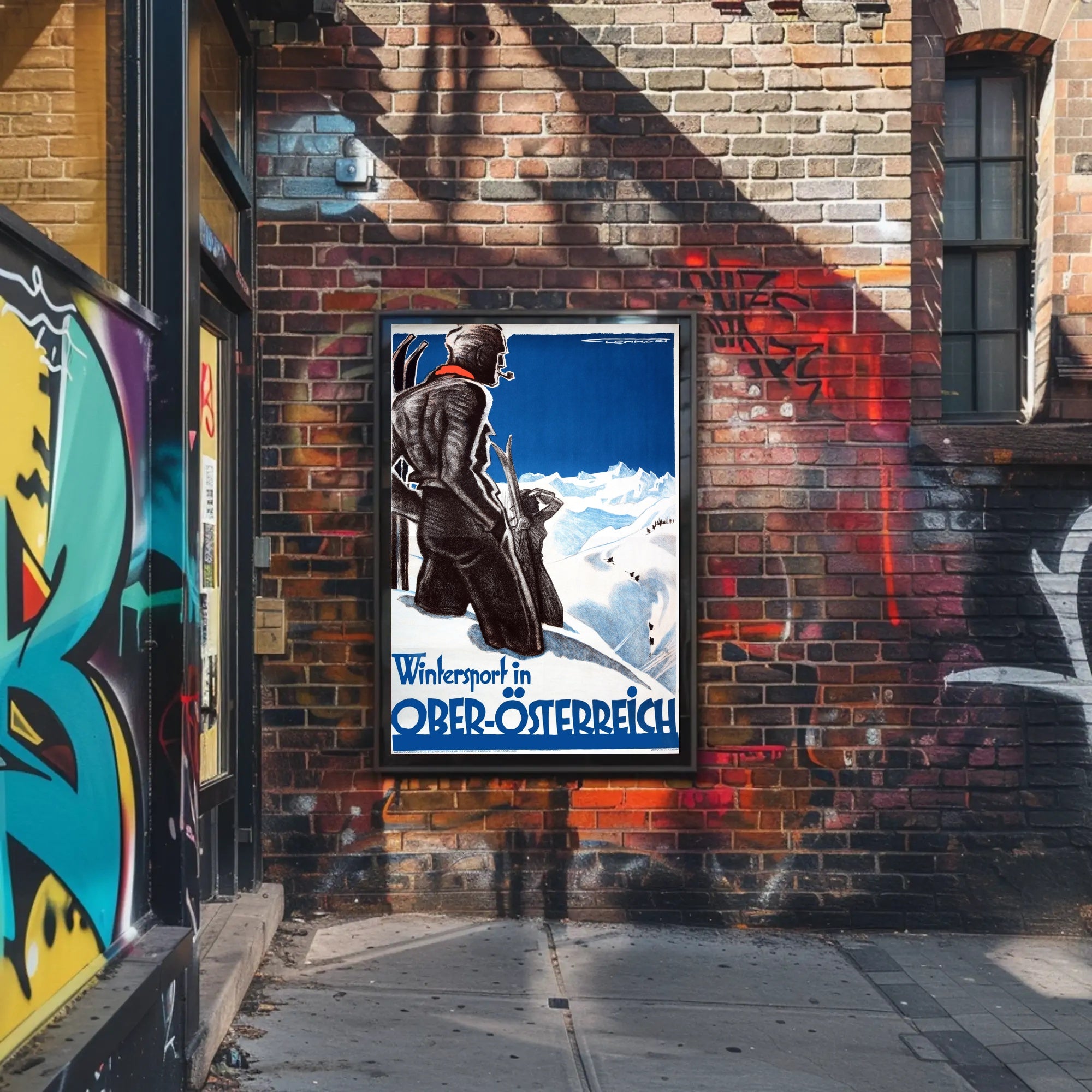 Vintage Upper Austria Skiing Adventure Travel Poster PosterGoat