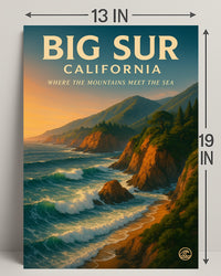 Big Sur Where the Mountains Meet the Sea Poster PosterGoat