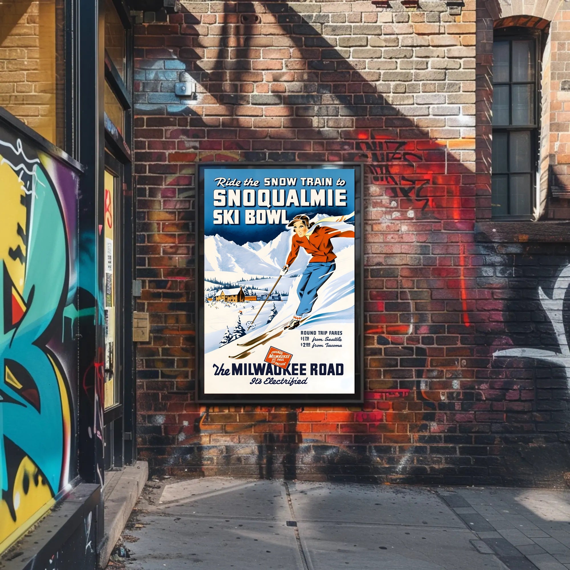 Vintage Snoqualmie Ski Bowl Adventure Travel Poster PosterGoat