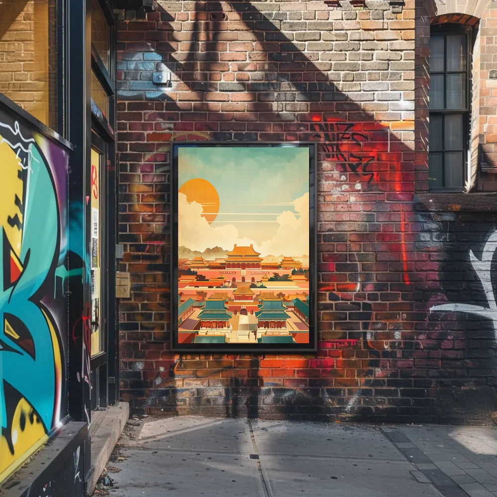 Classic Chinese Architecture: Art Poster with Vibrant Colors