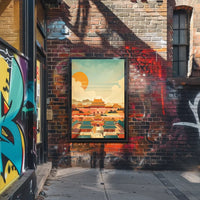 Classic Chinese Architecture: Art Poster with Vibrant Colors