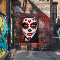 Day of the Dead Face Face Makeup Red Hearts Poster