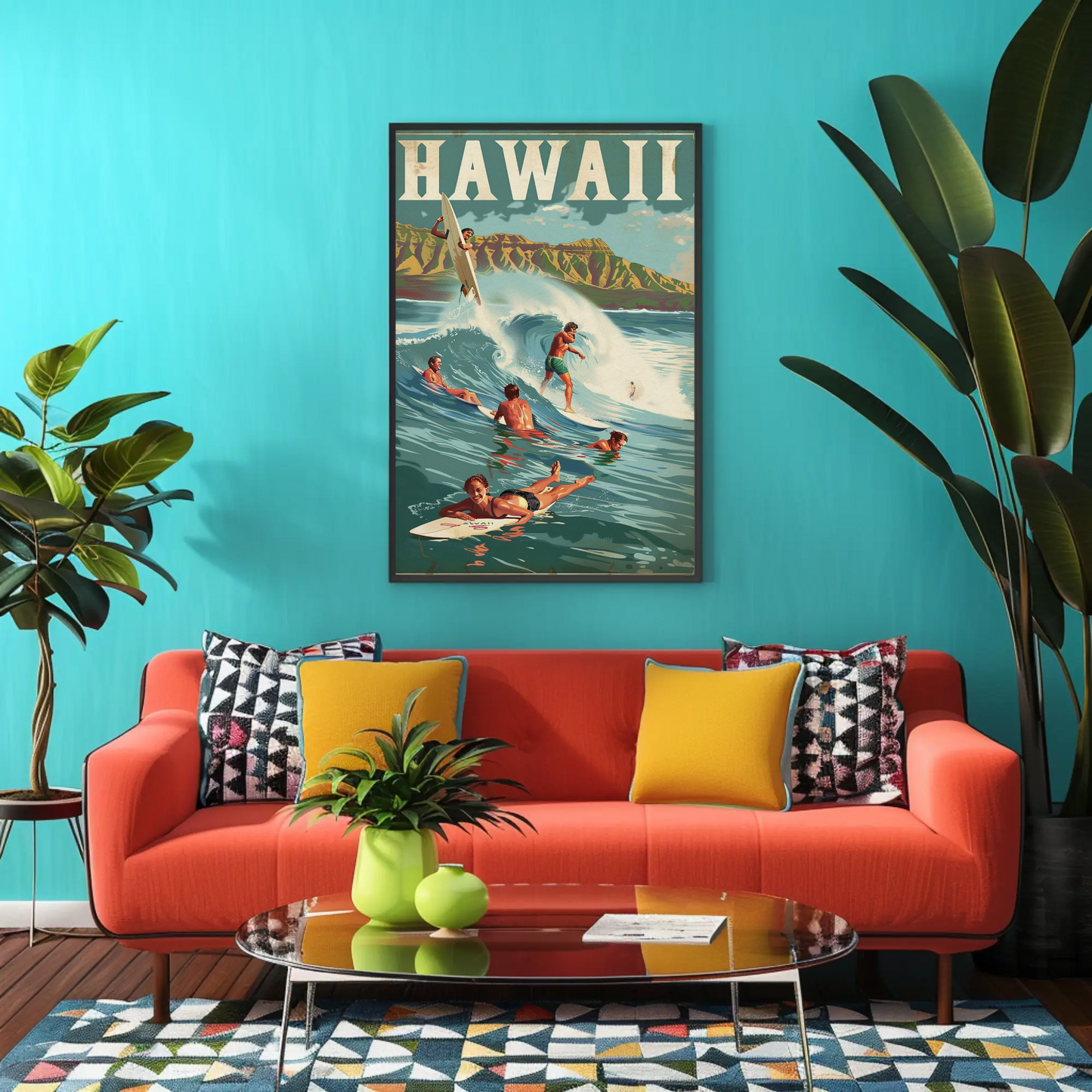 Vintage Poster Hawaii Surfing