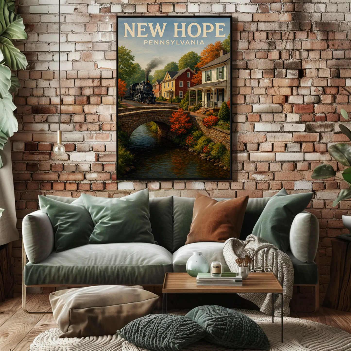 New Hope Pennsylvania Historic Steam Train Autumn Travel Poster Travel Poster