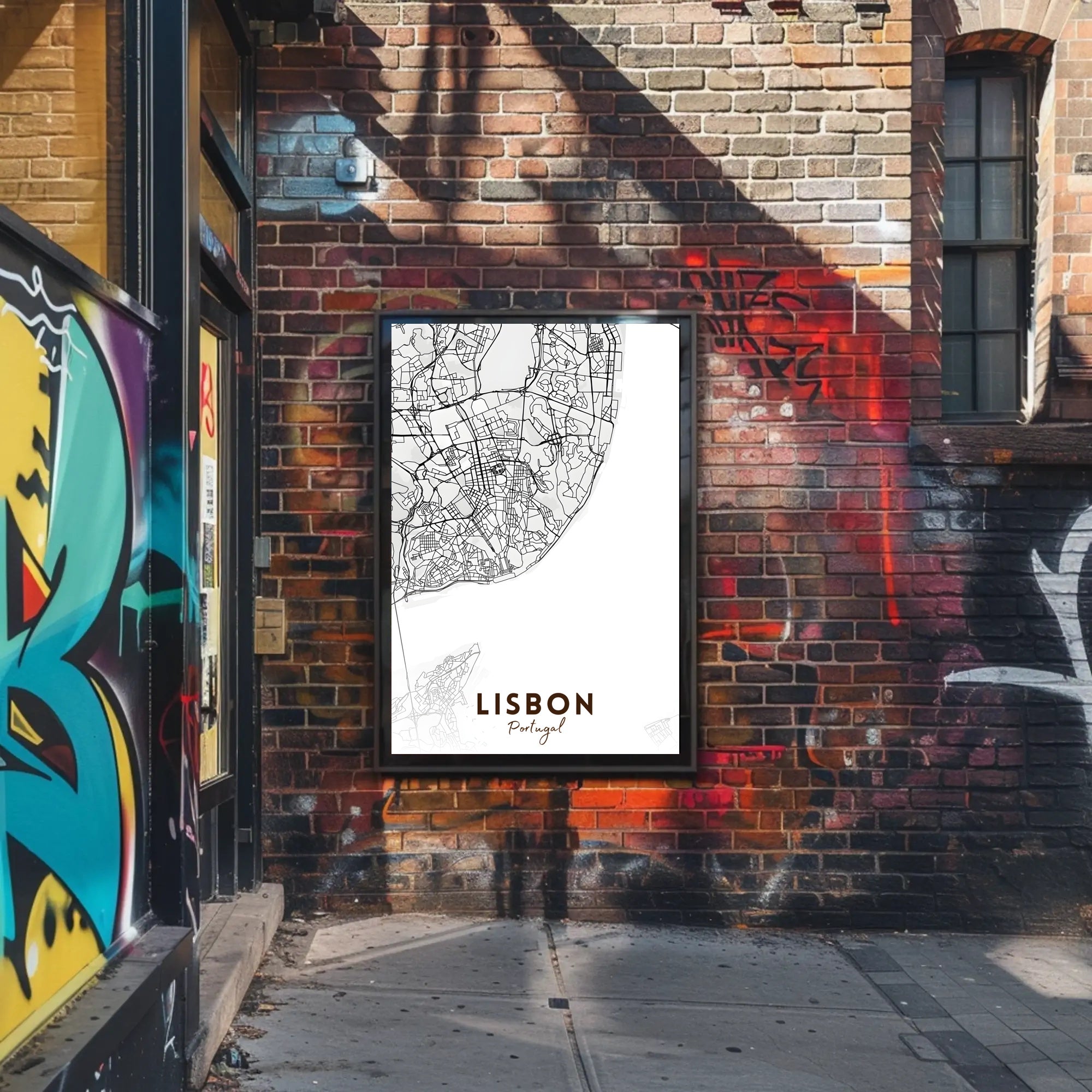 Lisbon Modern Minimalist Map Art Print Urban or Cityscape Poster