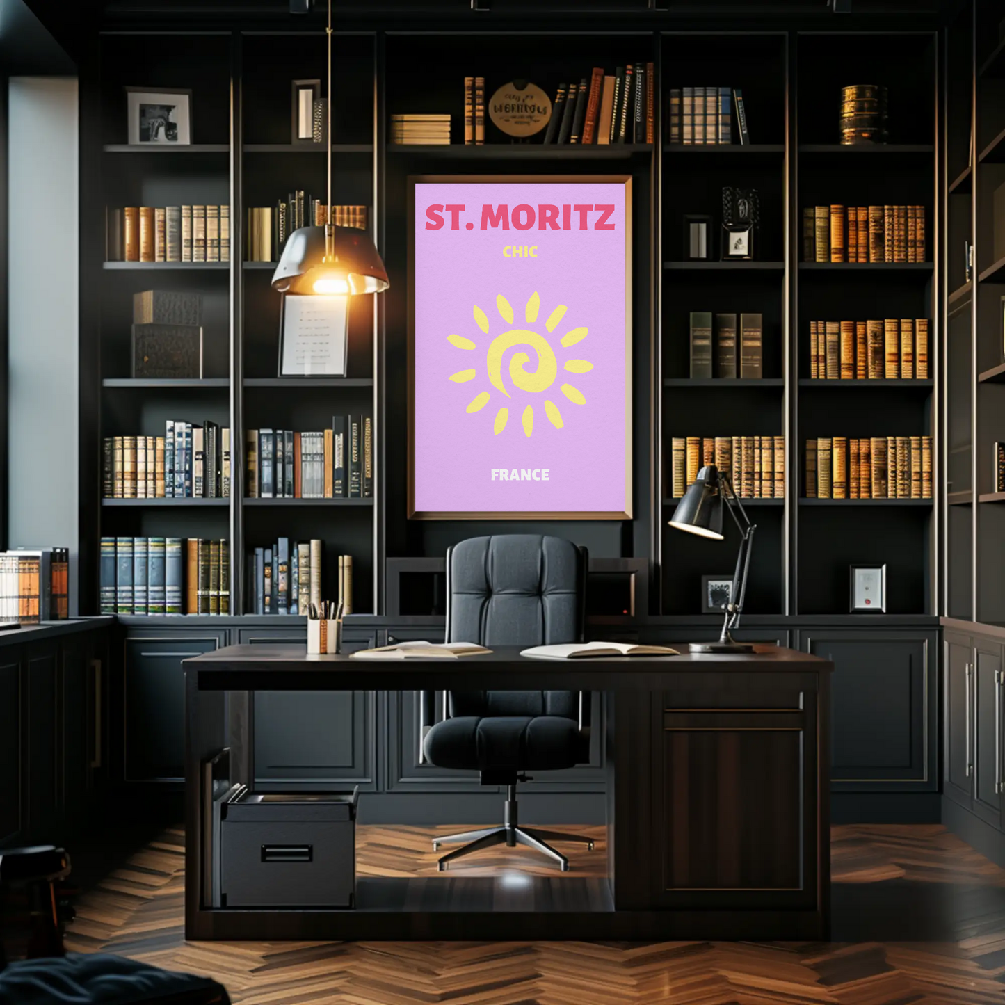 St Moritz Chic Sun Graphic Retro Travel Poster