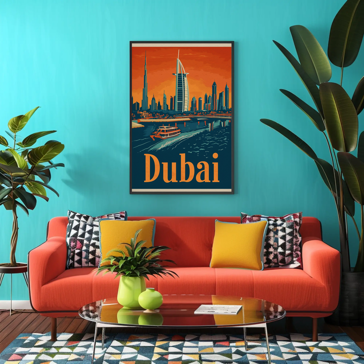Dubai Cityscape Vintage Poster