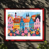 Colorful Flower Market Scene Poster PosterGoat