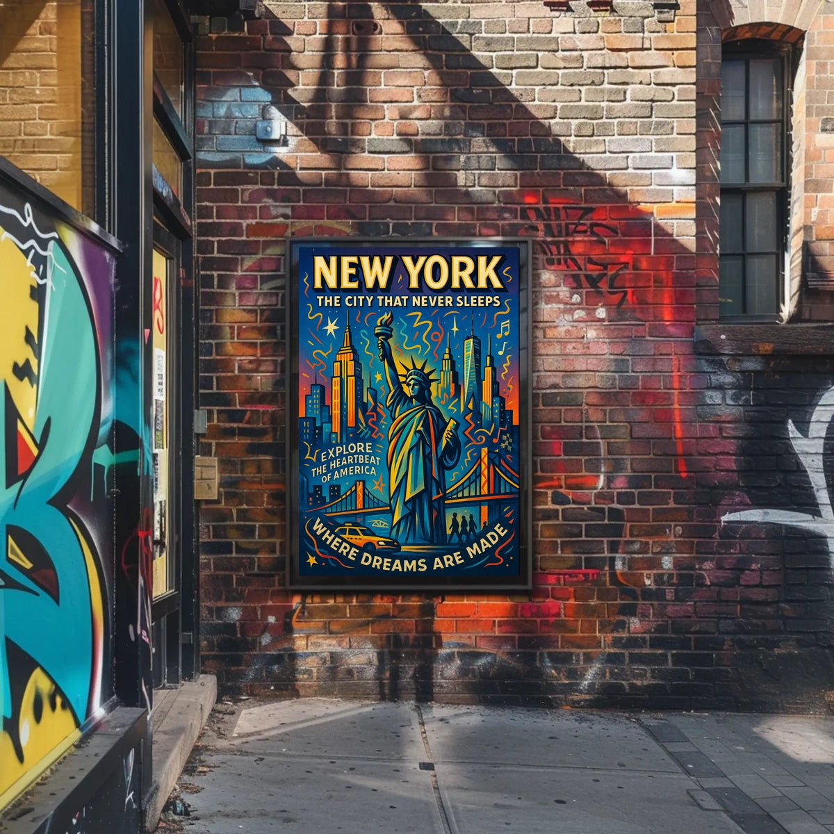 New York City Vibrant Adventure Poster Retro Wall Art