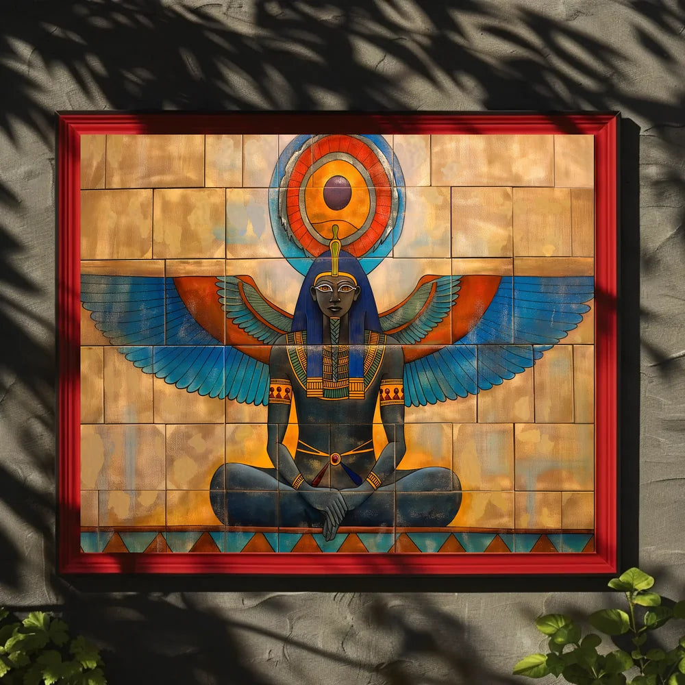 Ancient Egyptian Deity with Symbolic Wings Poster