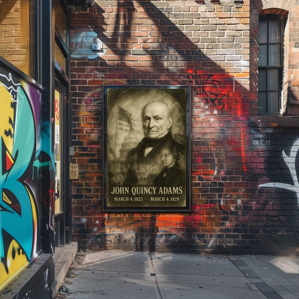 John Quincy Adams 6th President of the United States Double Exposure Poster