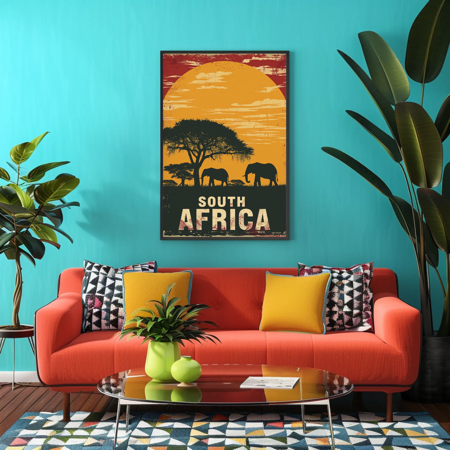 South Africa Sunset Vintage Poster