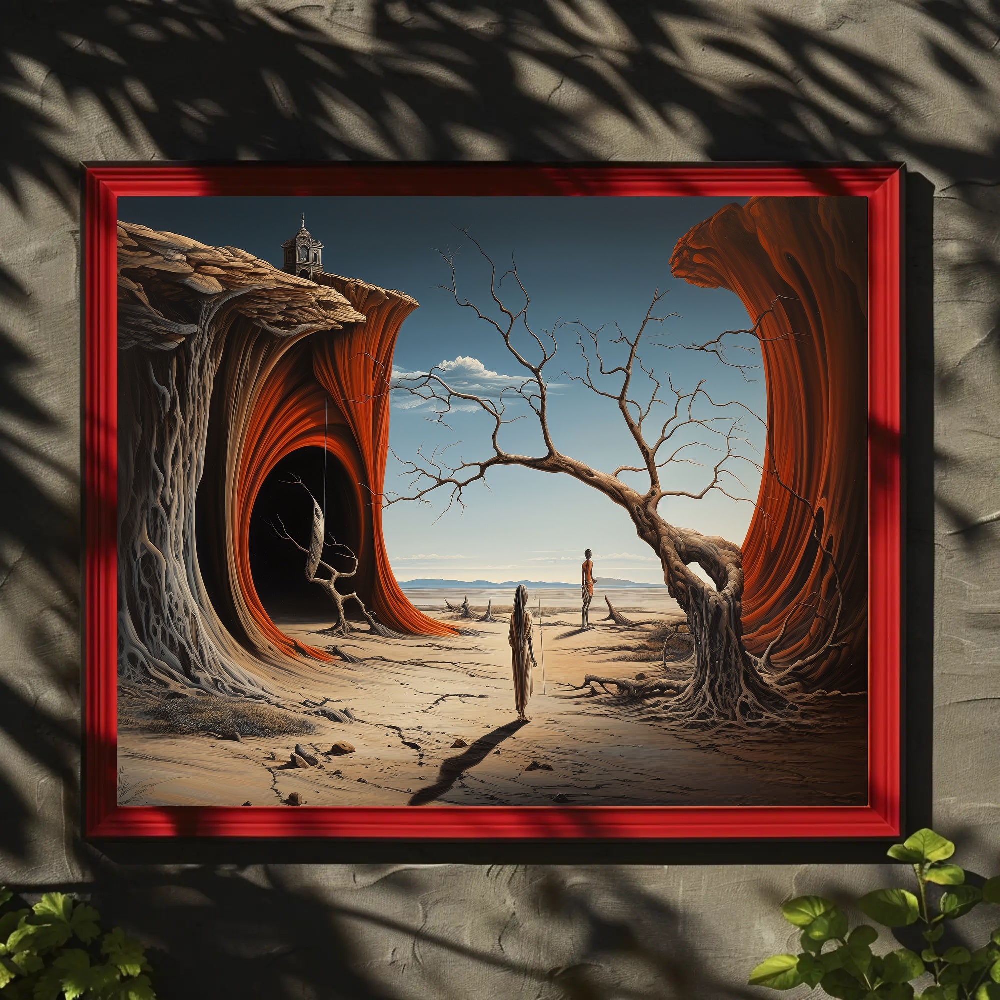 Surreal Journey in Barren Landscape Artistic Poster