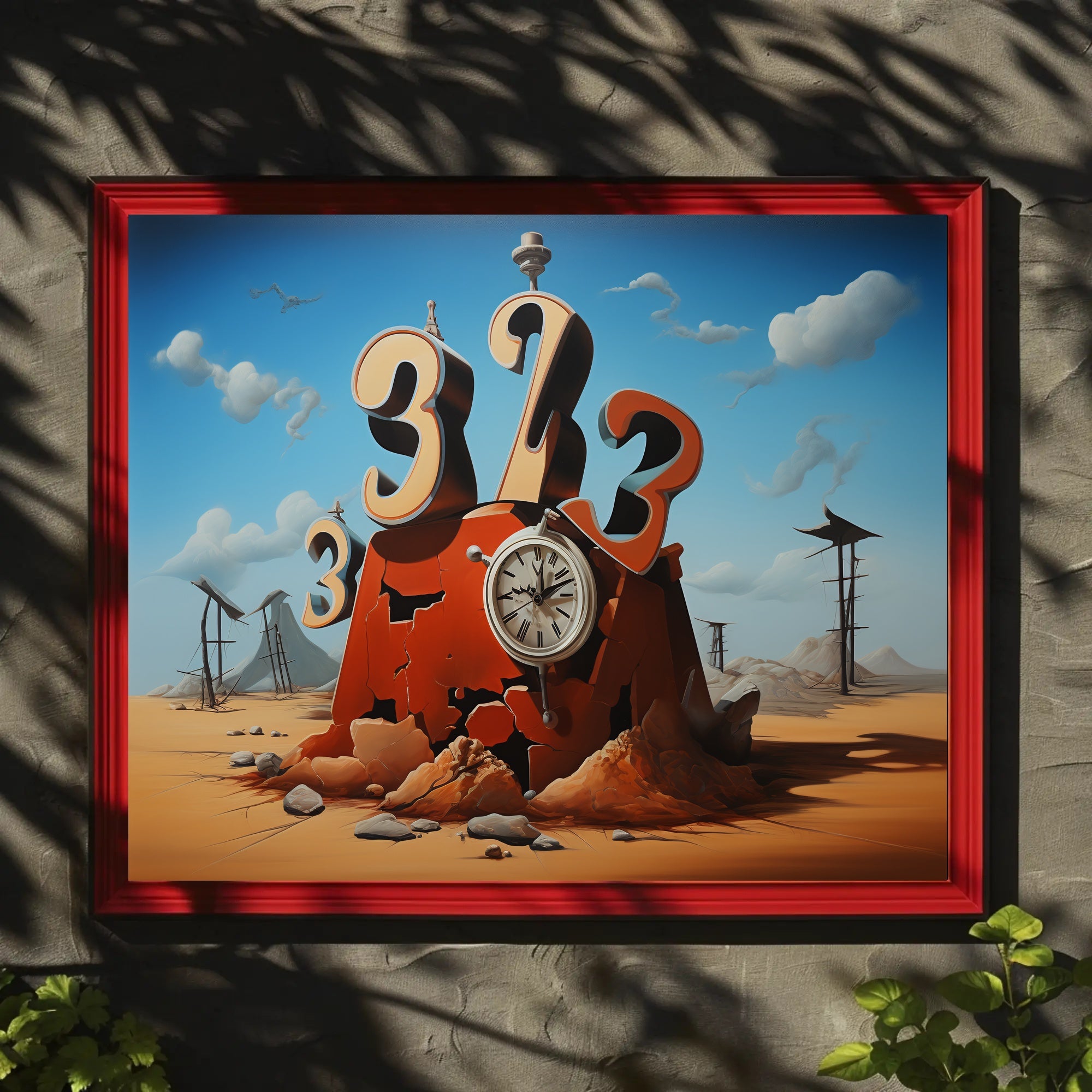 Surreal Desert Time Illusion Artistic Poster