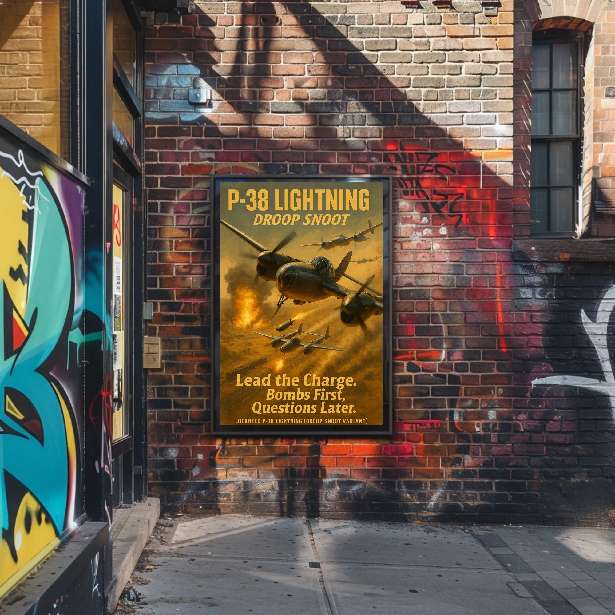 Lockheed P-38 Lightning Droop Snoot WWII Poster