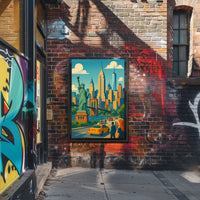 New York City Skyline And Bridges Poster Retro Wall Art