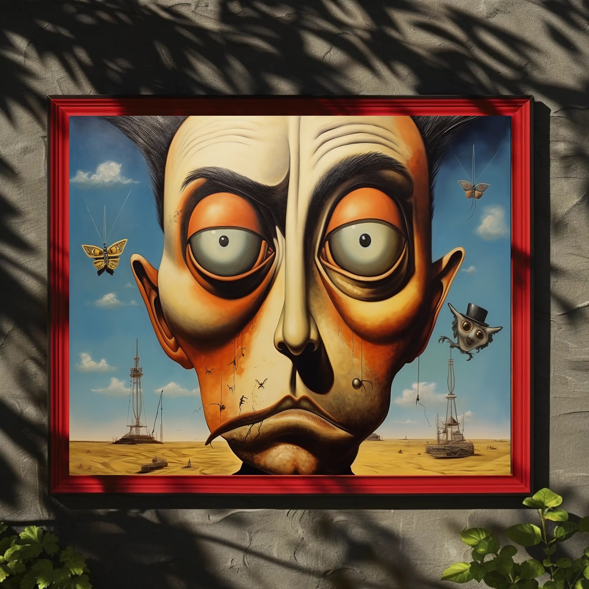 Surreal Face and Whimsical Desert Artistic Poster